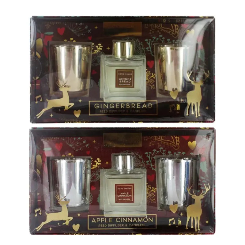 Home Maker Xmas Diffuser & Candle Set (Pack of 6)
