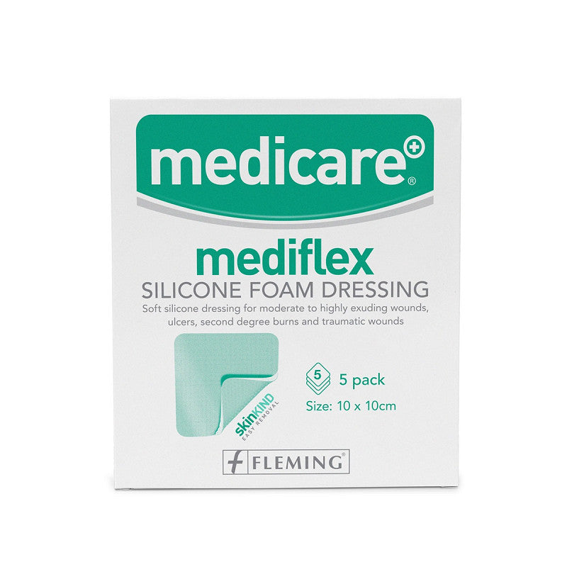 Mediflex Silicone Foam Dressing 10cm x 10cm - Box of 5