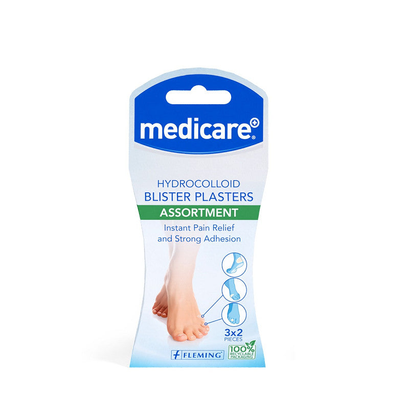 Medicare assorted hydrocolloid blister plasters 3 sizes box of 6 – multi-size blister treatment