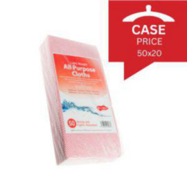All Purpose cloth Red 35Gm 50 X 36cm 1000pk (50pkx20) – cloths, scourers & dusters