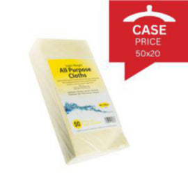 All Purpose cloth Yellow 35Gm 50 X 36cm 1000 (50pk x20) – cloths, scourers & dusters