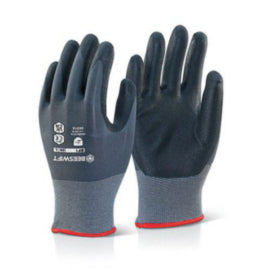 Beeswift Nitrile PU Mix Coated Gloves Black/Grey Size Large – gloves & hand protection