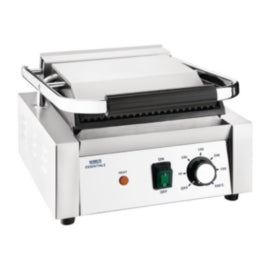 Nisbets Essentials Single Cast Iron Plate Contact Grill RibbedFlat 1.8kW – cleaning & hygiene supplies