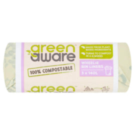 Green Aware 100% Compostable Wheelie Bin Liners 140L – bin liners & refuse sacks