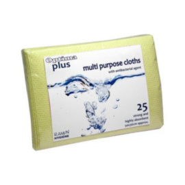 Optima Plus 759b Super Absorbent Anti-bacterial Cloths - Yellow (6 Packs of 25) – cloths, scourers & dusters