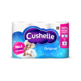 Cushelle Original 50% Longer Toilet Tissue 6 Equals 9 Regular Rolls – toilet tissue & rolls