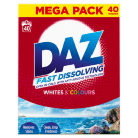 Daz Whites & Colours Washing Powder 40 Wash Mega Pack – laundry care