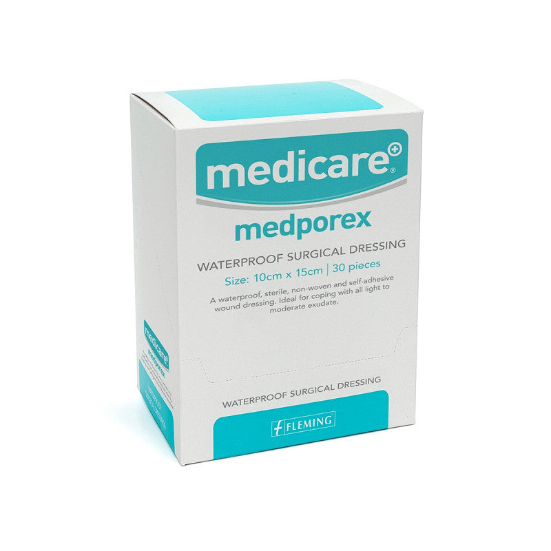 Medporex Waterproof Adhesive Dressing 10x15cm - Box of 30