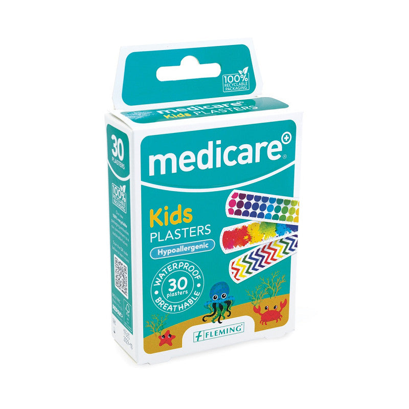 Medicare Waterproof Kids Plasters 30's (bright) - Box of 10
