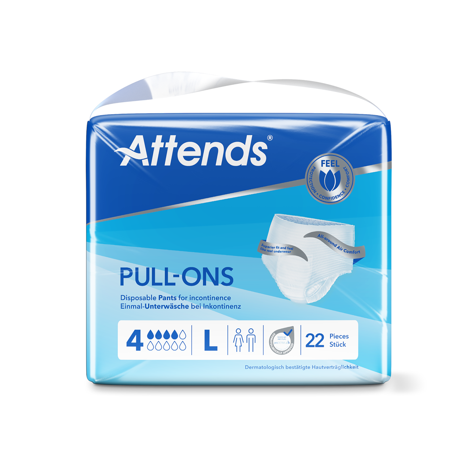 Attends Pull-On Pants Level 4 - Large - underwear-style pull-on incontinence pants, 800ml absorbency, pack of 22