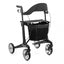 Black rollator with a basket on a white background