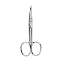 Chrome-plated Manicure Scissors (Curved Tip) - detail view