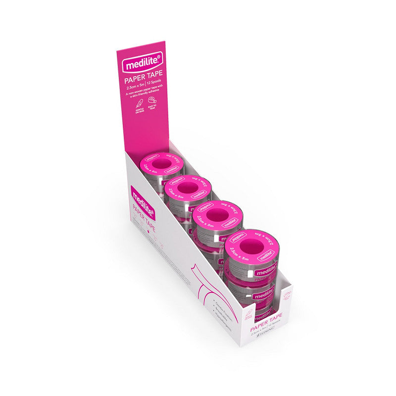 Medilite Paper Tape 2.5cm x 5m - Box of 12