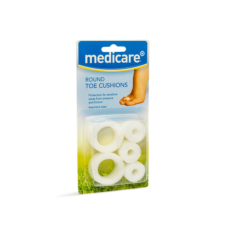 Medicare circular toe cushions assorted sizes 5-pack – foam toe friction and corn protection
