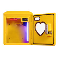 EcoFib Outdoor Heated AED Cabinet with lock - detail view