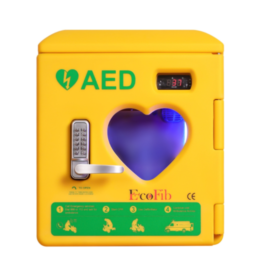 EcoFib Outdoor Heated AED Cabinet with lock - product photo