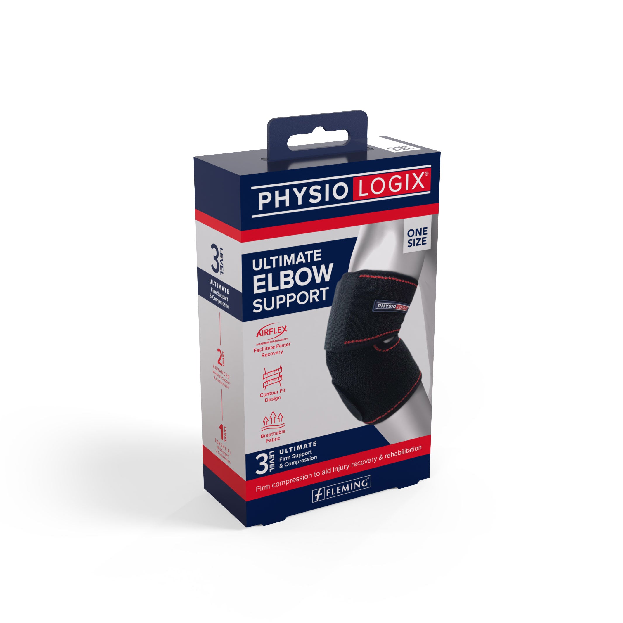 Physiologix Ultimate Elbow Support – contoured compression brace with adjustable tension straps