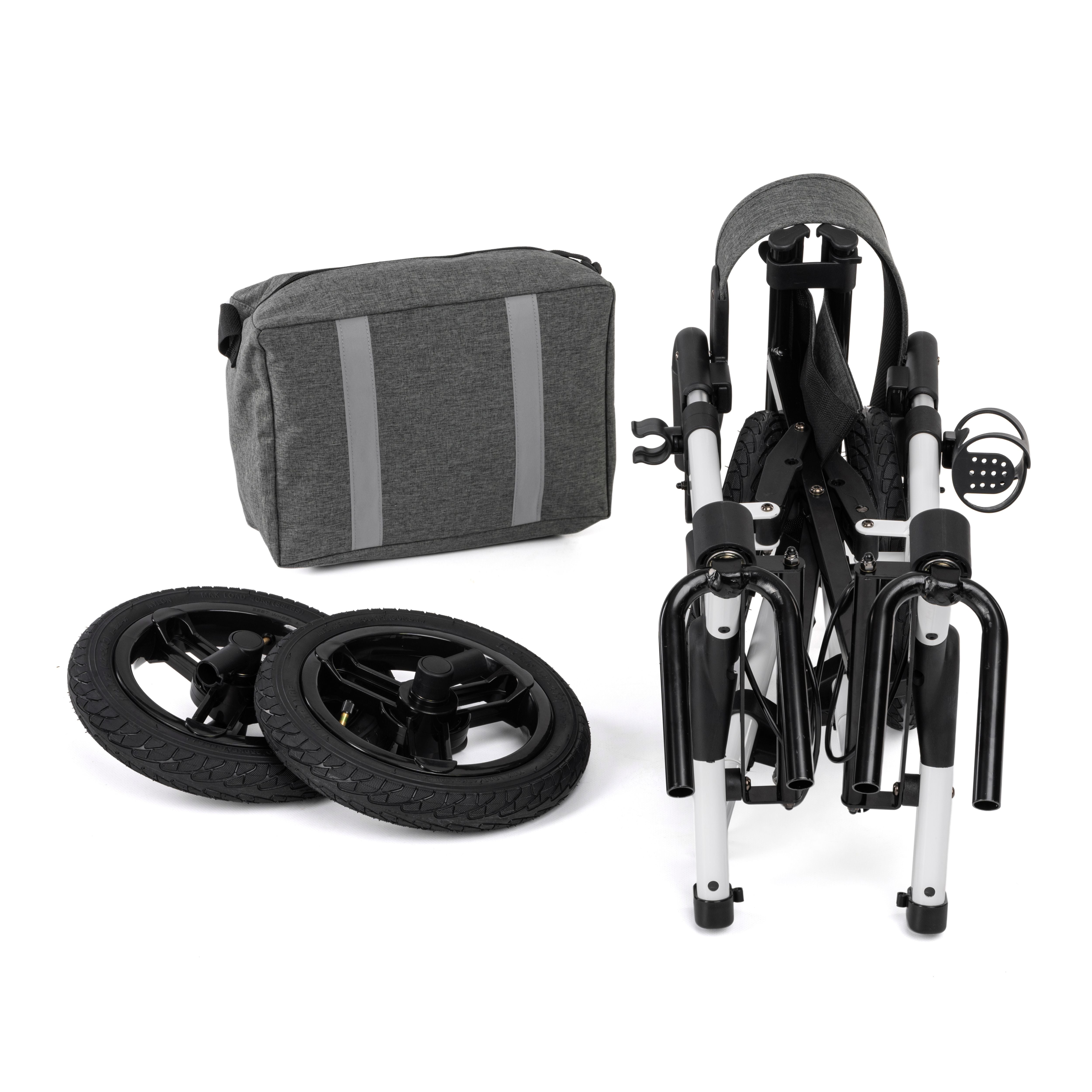 RANGER Aluminium Rollator with 12" Pneumatic Wheels for Outdoor Use (Silver)