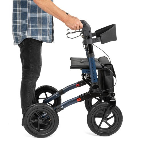 YOLA AIR Aluminium Rollator with 12" Pneumatic Wheels – Lightweight Foldable Walking Aid with Seat & Bag