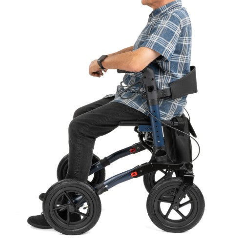 YOLA AIR Aluminium Rollator with 12" Pneumatic Wheels – Lightweight Foldable Walking Aid with Seat & Bag