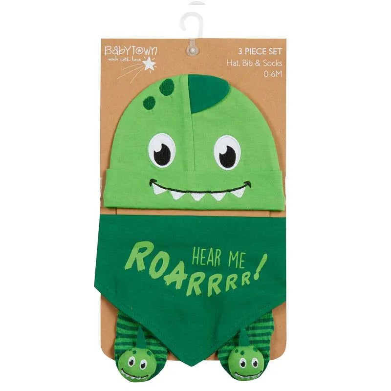 Babytown 3Pce Dinosaur Bib Set (Pack of 6)