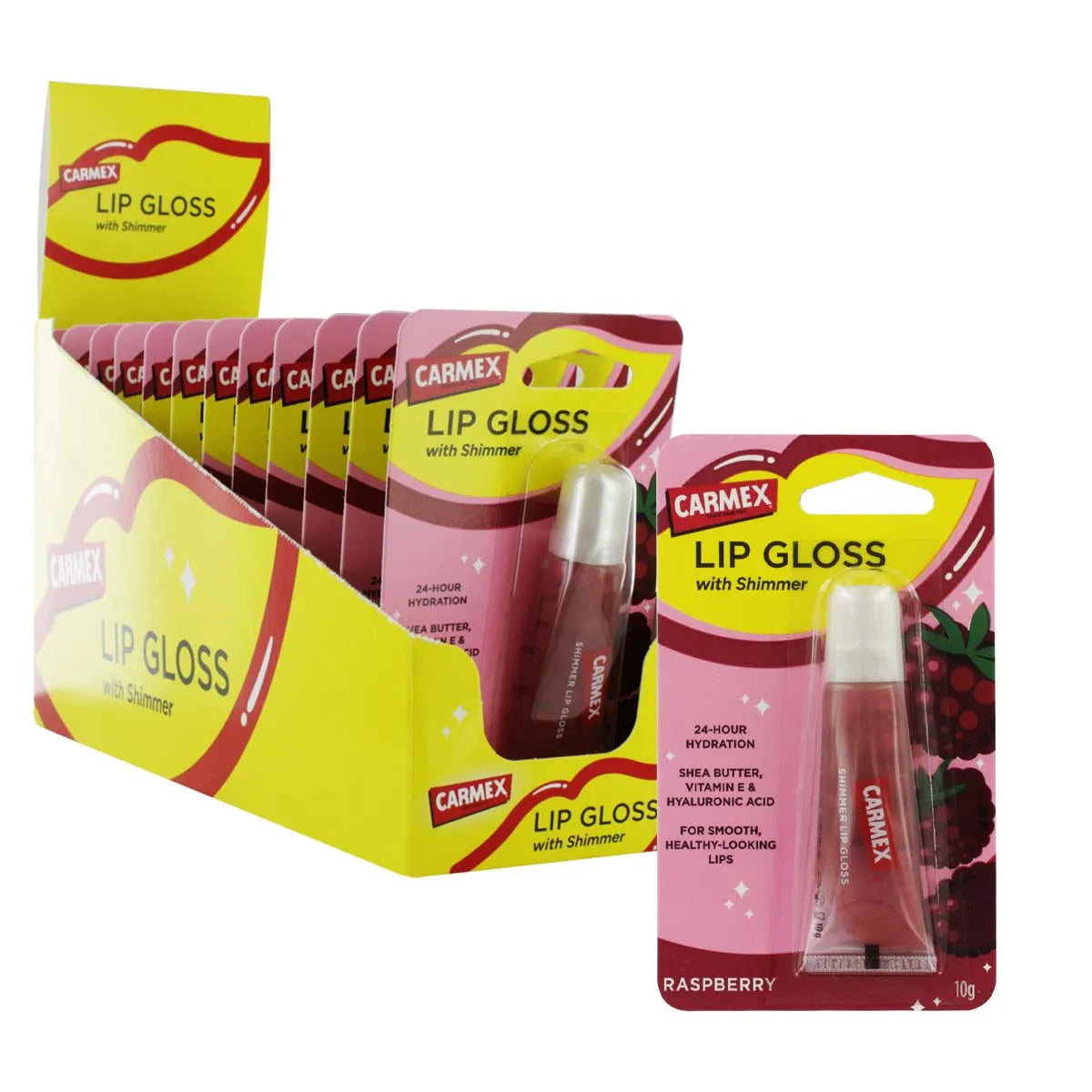 Carmex Lip Gloss Raspberry 10G X 12 (Pack of 12)