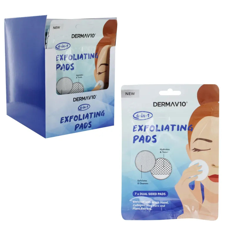 Derma V10 4 In1 Exfoliating Pads X12 (Pack of 12)