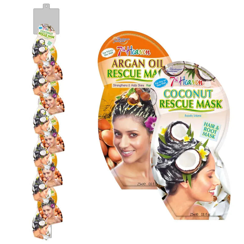 7Th Heaven Argan Oil/Coconut Hair Mask Clip Strip X24 (Pack of 24)