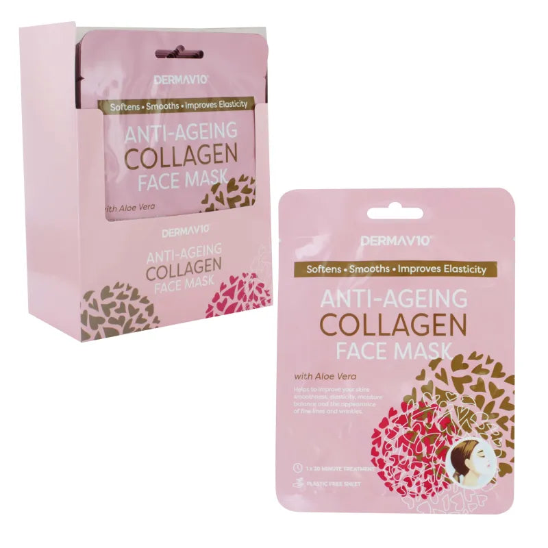 Derma V10 Anti-Ageing Collagen Face Mask X12 (Pack of 12)