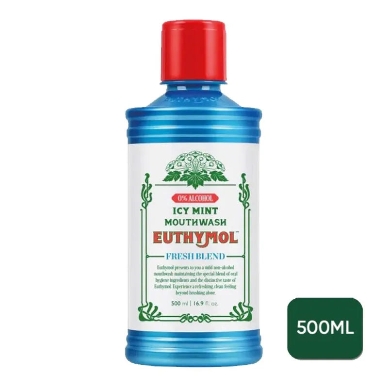 Euthymol Mouthwash Icy Mint 500ML Alc Free (Pack of 6)