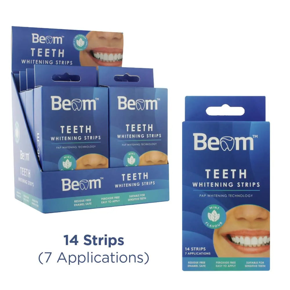 Beam Teeth Whitening Strips Residue Free (14 Strips) X 8 New Pack (Pack of 8)