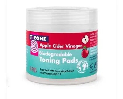 T Zone Apple Cider Vinegar Facial Toning Pads 60S (Pack of 6)