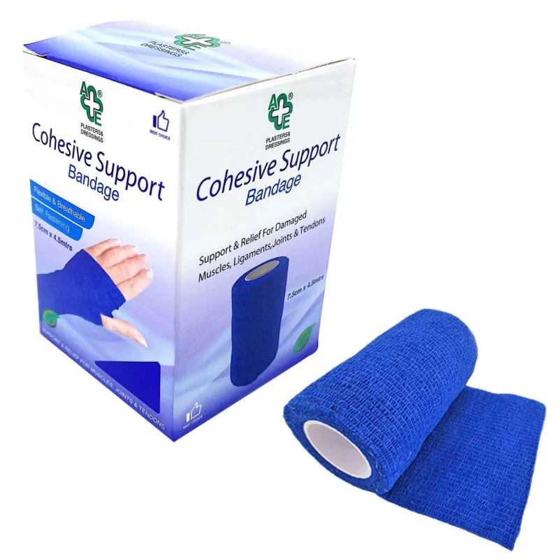 Ae22A Cohesive Support Bandage Blue 7.5Cm X 4.5M (Pack of 6)
