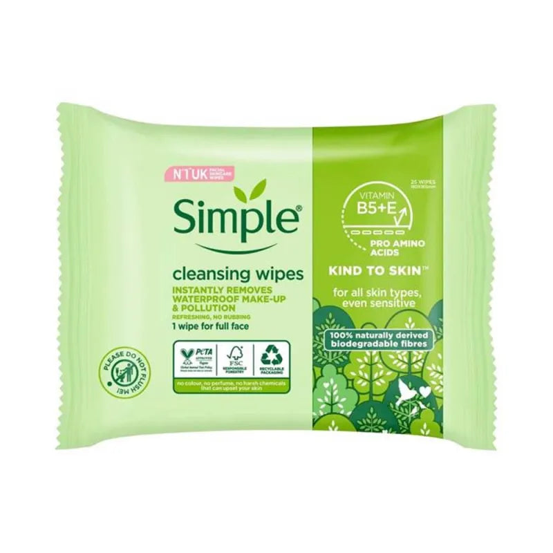 Simple 25 Bio Cleansing Wipes (Pack of 12)