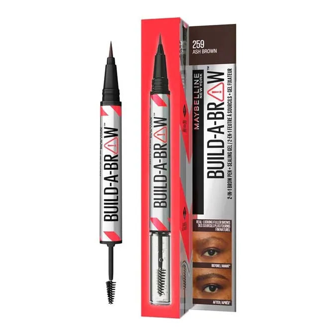 Maybelline Build A Brow 2 In 1 Brow Pen Ash Brown 259 (Pack of 3)