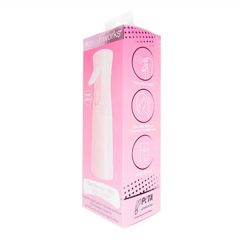 Brush Works Continuous Mist Spray Bottle 200ML 52 56 554 (Pack of 6)