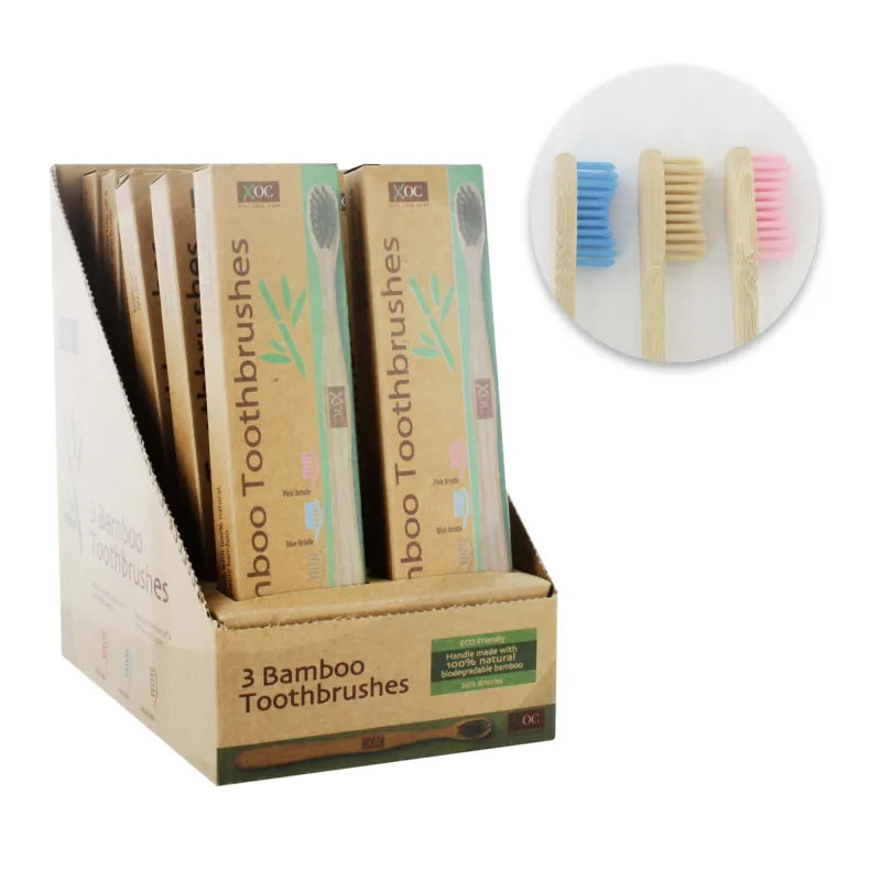 Bamboo Toothbrush 3 Pack X 12 (Pack of 12)