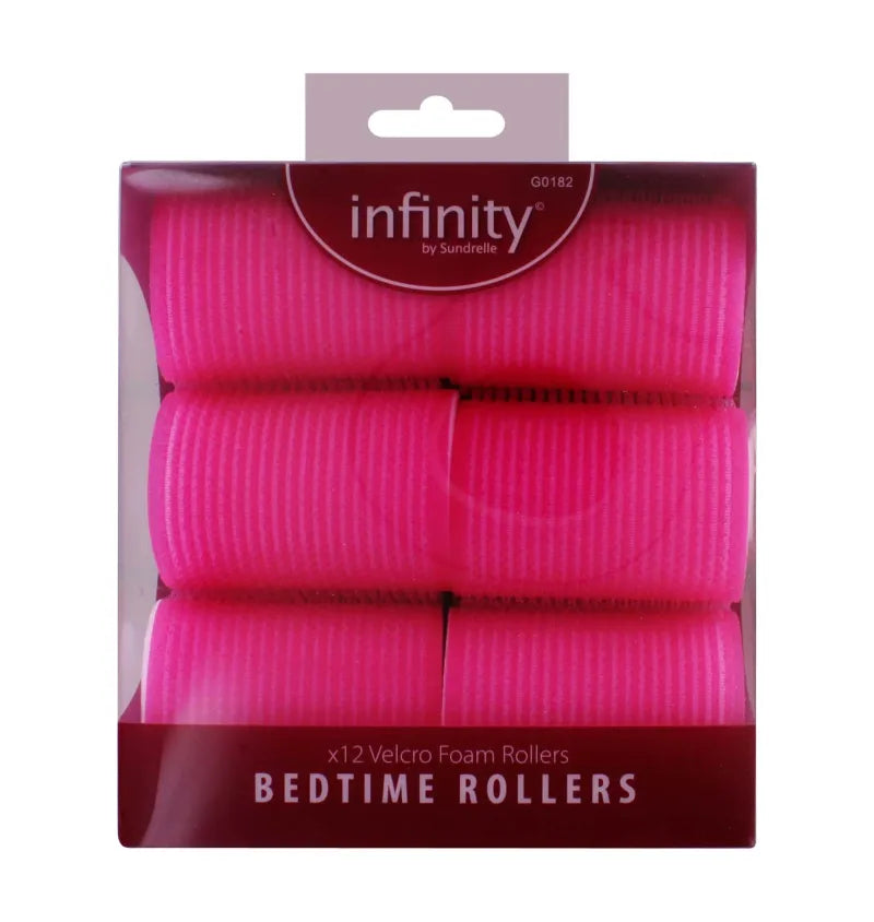12 Velcro Foam Bedtime Rollers Lge Pink (Pack of 6)