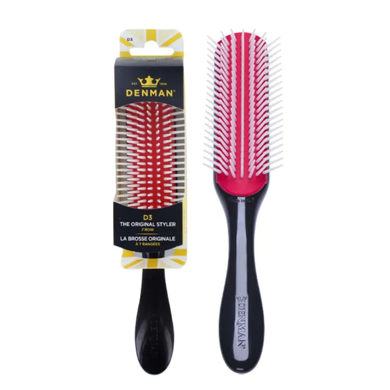 Denman 7 Row Brush Black D3 (Pack of 6)