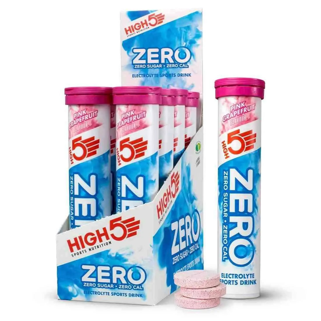 High 5 Zero Salts Tube Pink Grape Fruit X8 Electrolyte Sports Dr (Pack of 8)