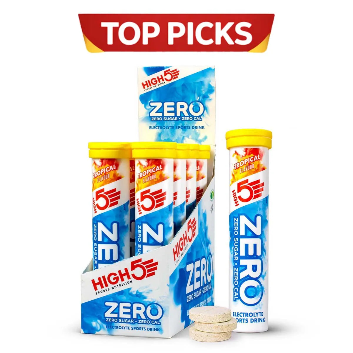 High 5 Zero Salts Tube Tropical X8 Electrolyte Sports Drink (Pack of 8)