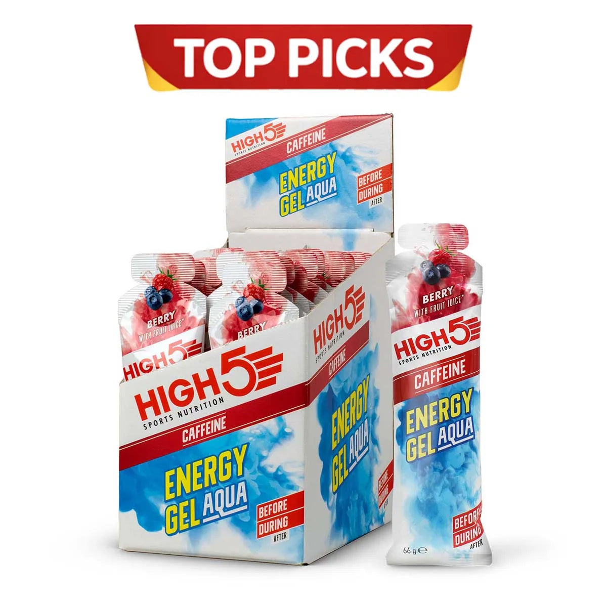 High 5 Energy Gel Aqua Caffeine 66G Berry X20 (Pack of 20)
