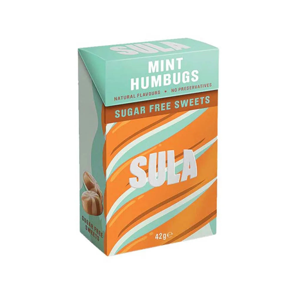 Sula Sugar Free Mint Humbugs Sweets X14 (Pack of 14)