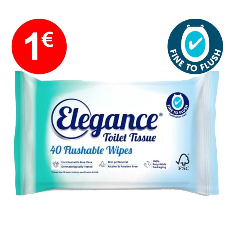 Elegance Toilet Tissue Flushable Wipes X 16 (Pack of 16)