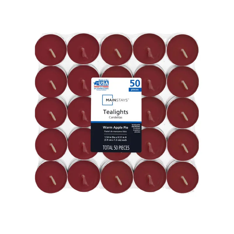 Mainstay 50 Tealights Scented Warm Apple Pie (Pack of 12)