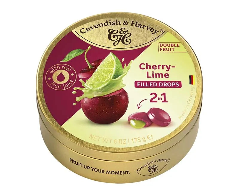 Cavendish & Harvey Cherry With Lime Filled Drops 175G X 9 (Pack of 9)