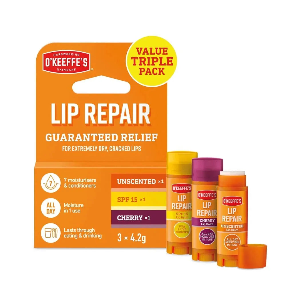 O'Keeffe'S Lip Repair Triple Pack SPF/Chery/Unscented 121024 X 6 (Pack of 3)