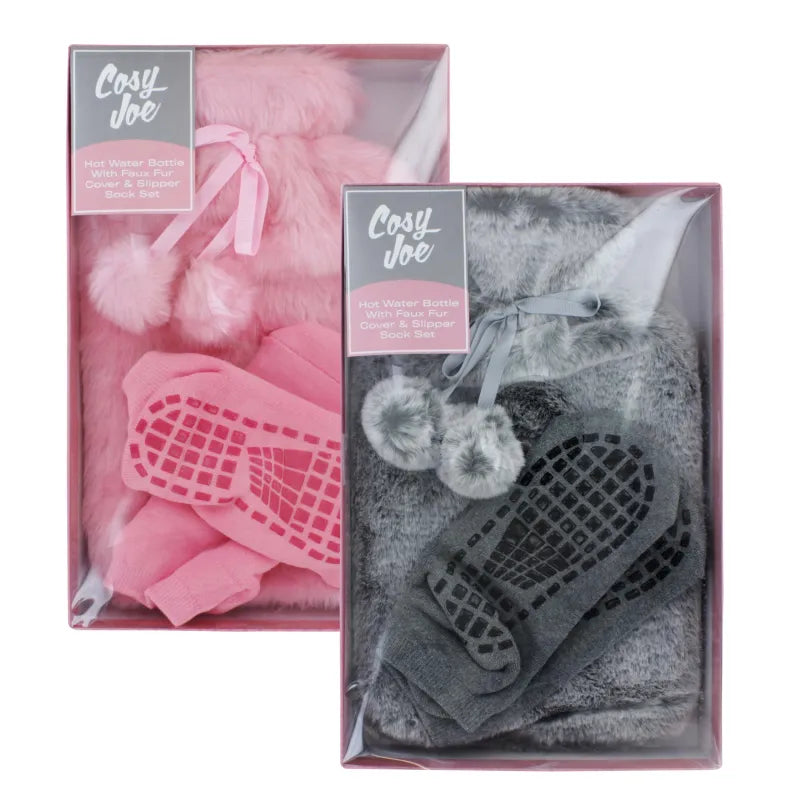 Cosy Joe Covered Hot Water Bottle & Slipper Sock Set (Pack of 6)