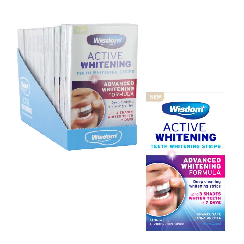 Wisdom 14 Whitening Teeth Strips Disp X12 (Pack of 12)