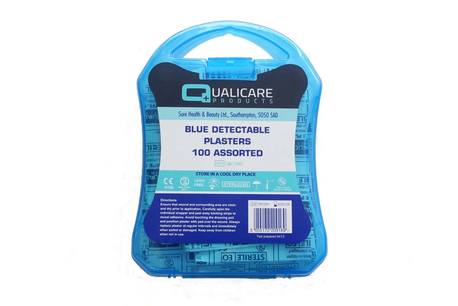 Qp7080 100 Blue Detectable Plasters Plastic Box (Pack of 12)